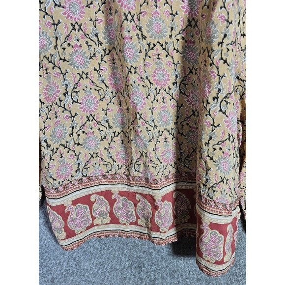 Lucky Brand Floral Top Womens Size L Boho Cottagecore Prairie Keyhole Tassel Tie - Picture 7 of 10